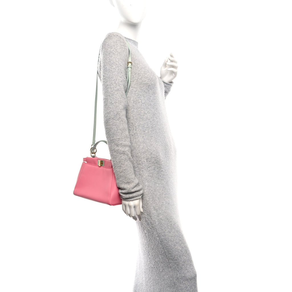 Nappa Colorblock Mini Peekaboo Iconic Satchel Rosa Fluo Oxigen Slate