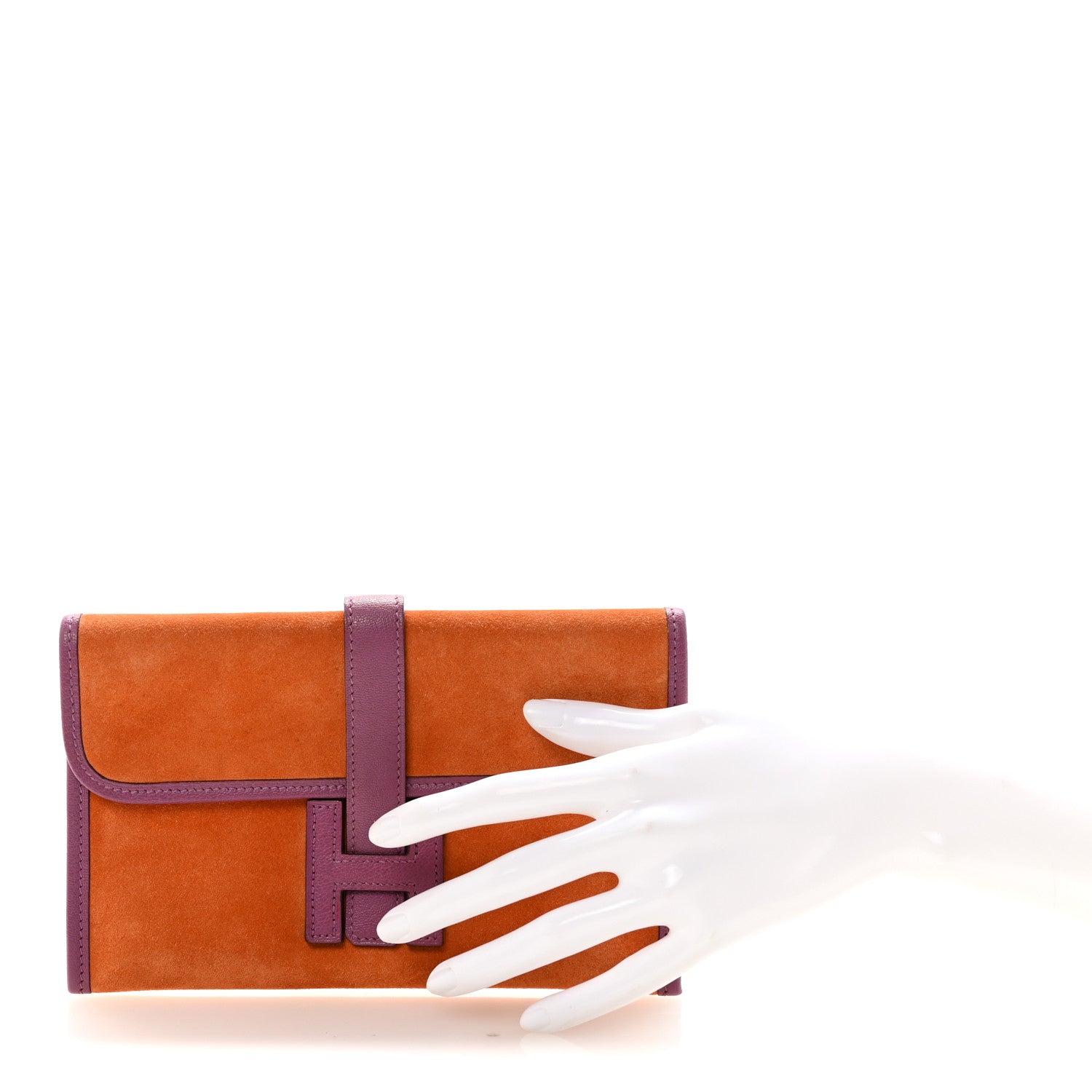 Veau Doblis Suede Chevre Mysore Mini 20 Jige Clutch Orange Cyclamen