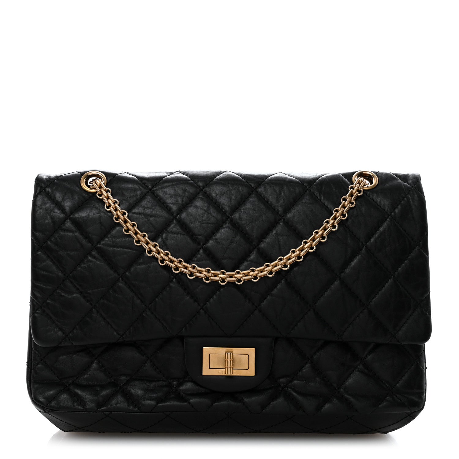 Aged Calfskin Quilted 2.55 Reissue 227 Flap Black