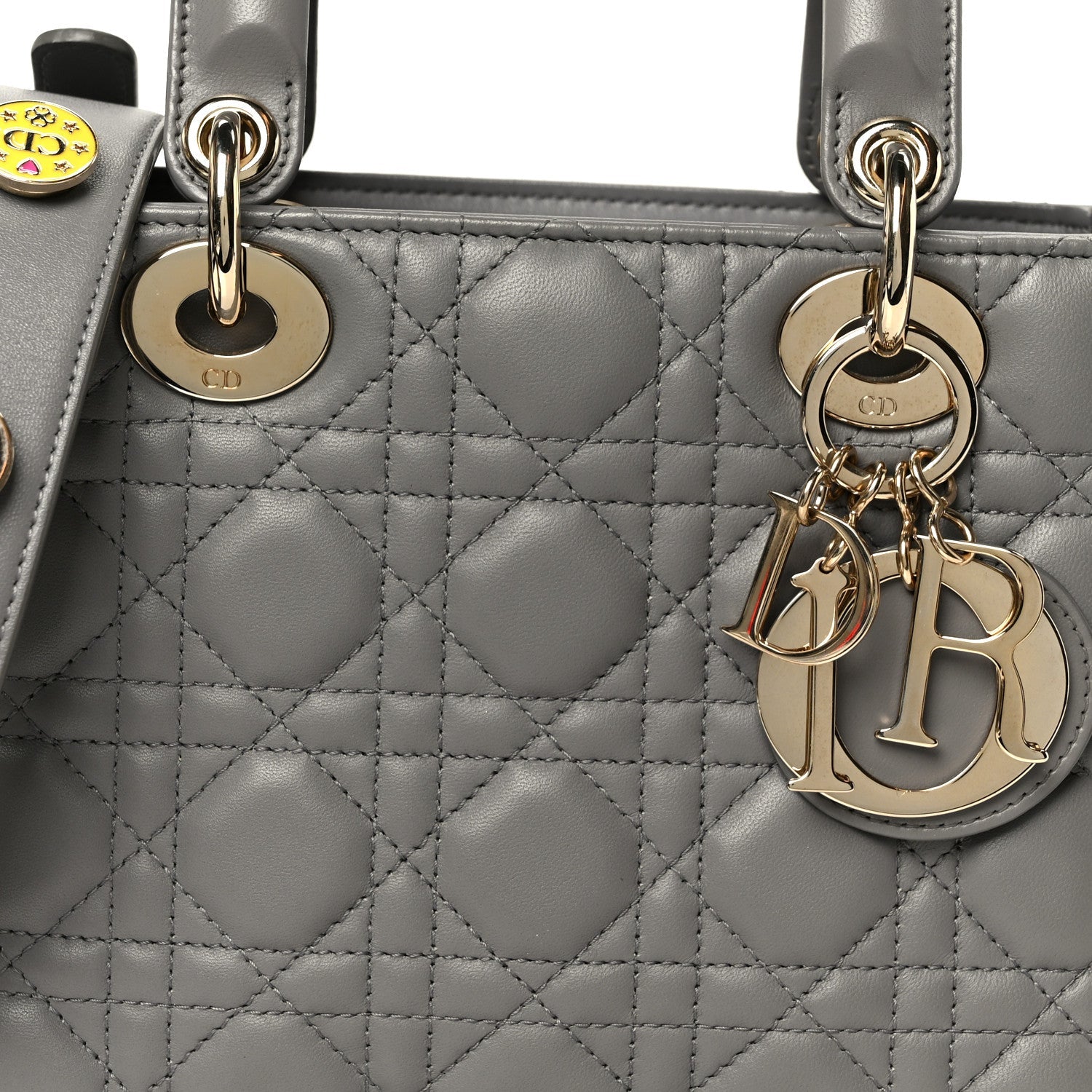 Lambskin Cannage Small Lucky Badges My Lady Dior Grey
