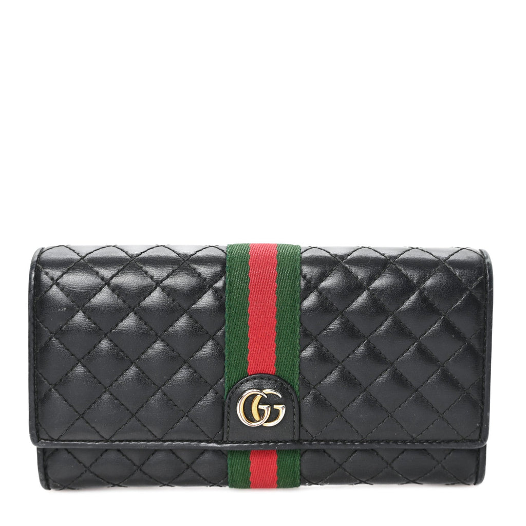 Calfskin Web Trapuntata GG Continental Wallet Black