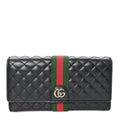 Calfskin Web Trapuntata GG Continental Wallet Black