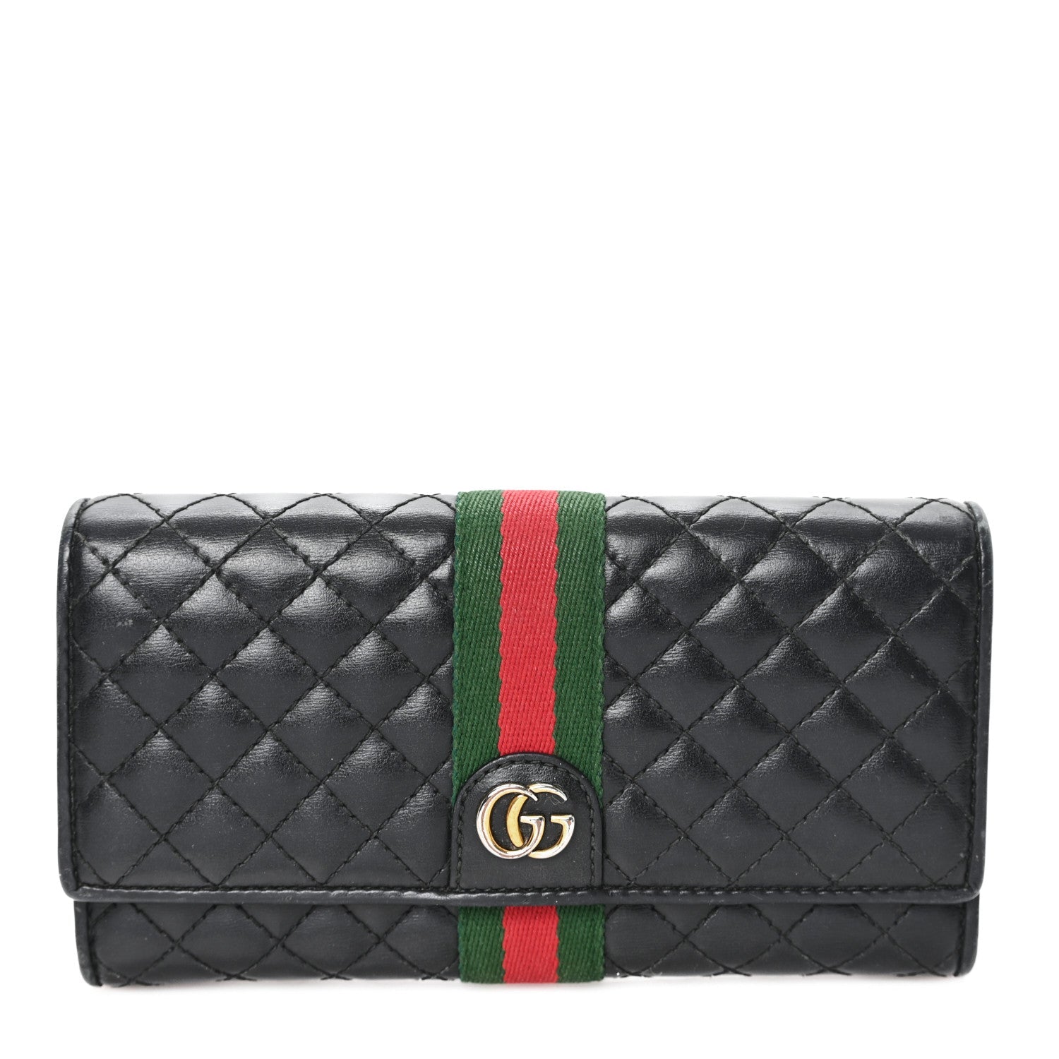 Calfskin Web Trapuntata GG Continental Wallet Black