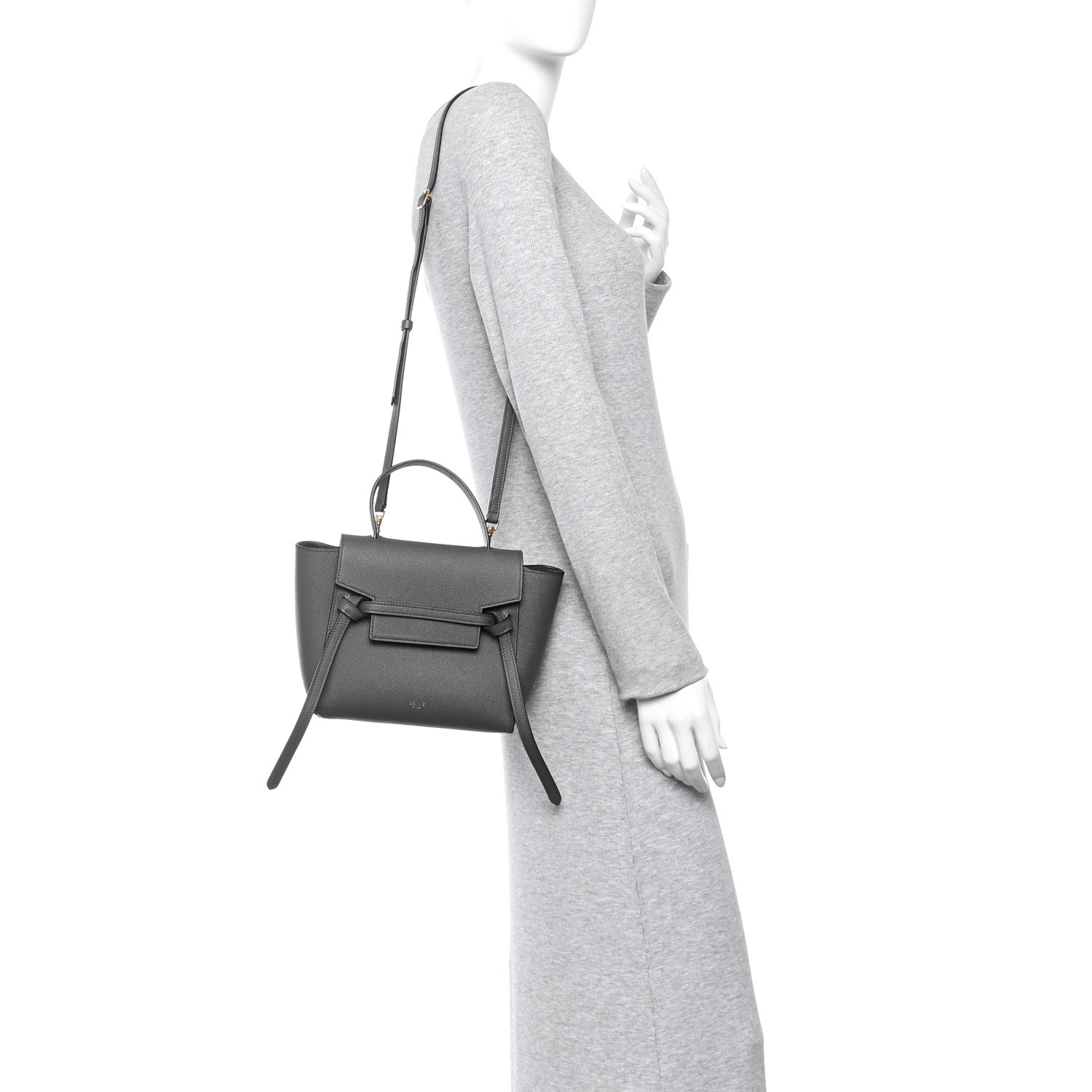 Grained Calfskin Nano Belt Bag Grey