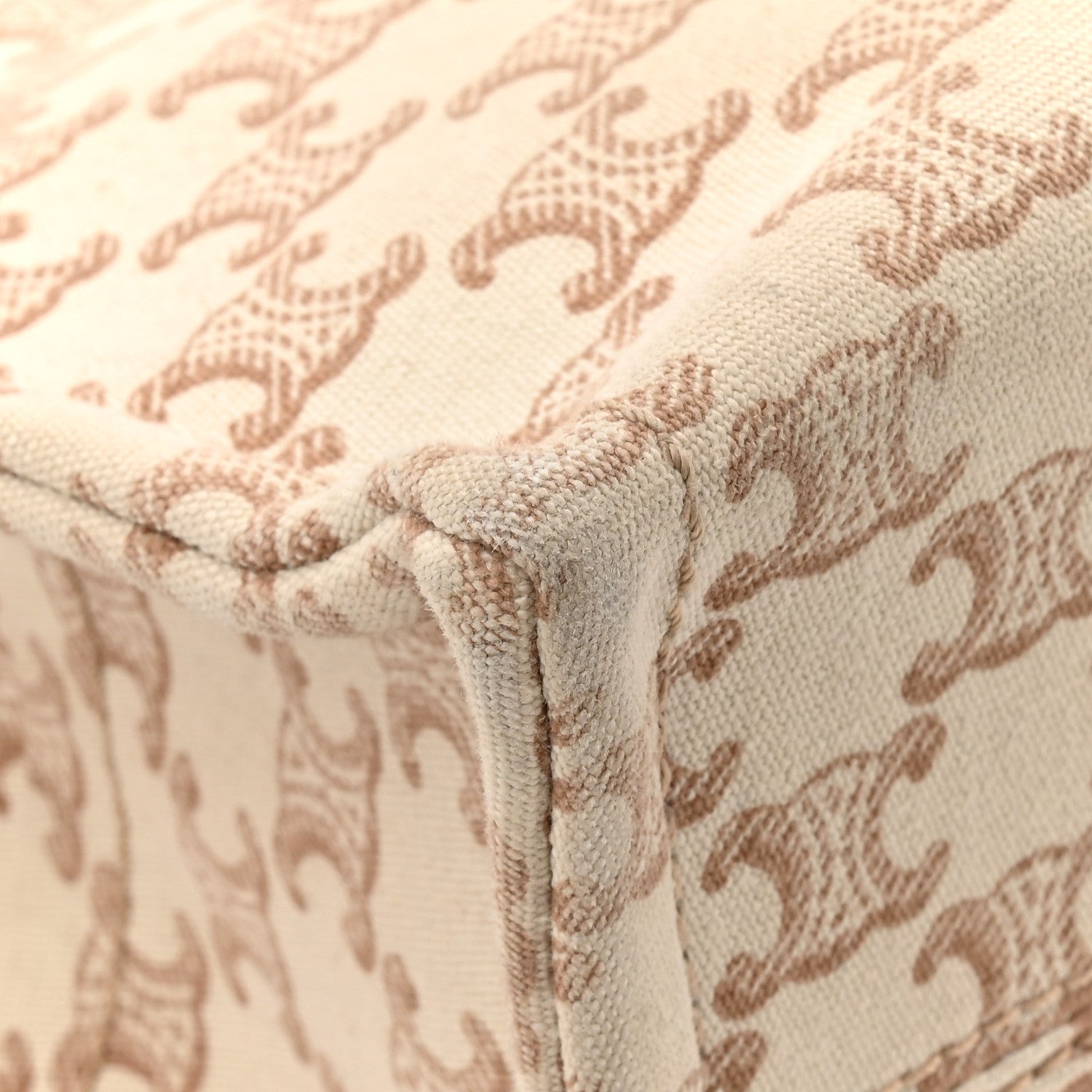 Canvas Calfskin Triomphe Print Small Cabas Thais White