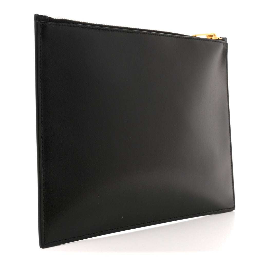 Calfskin Zip Clutch Black