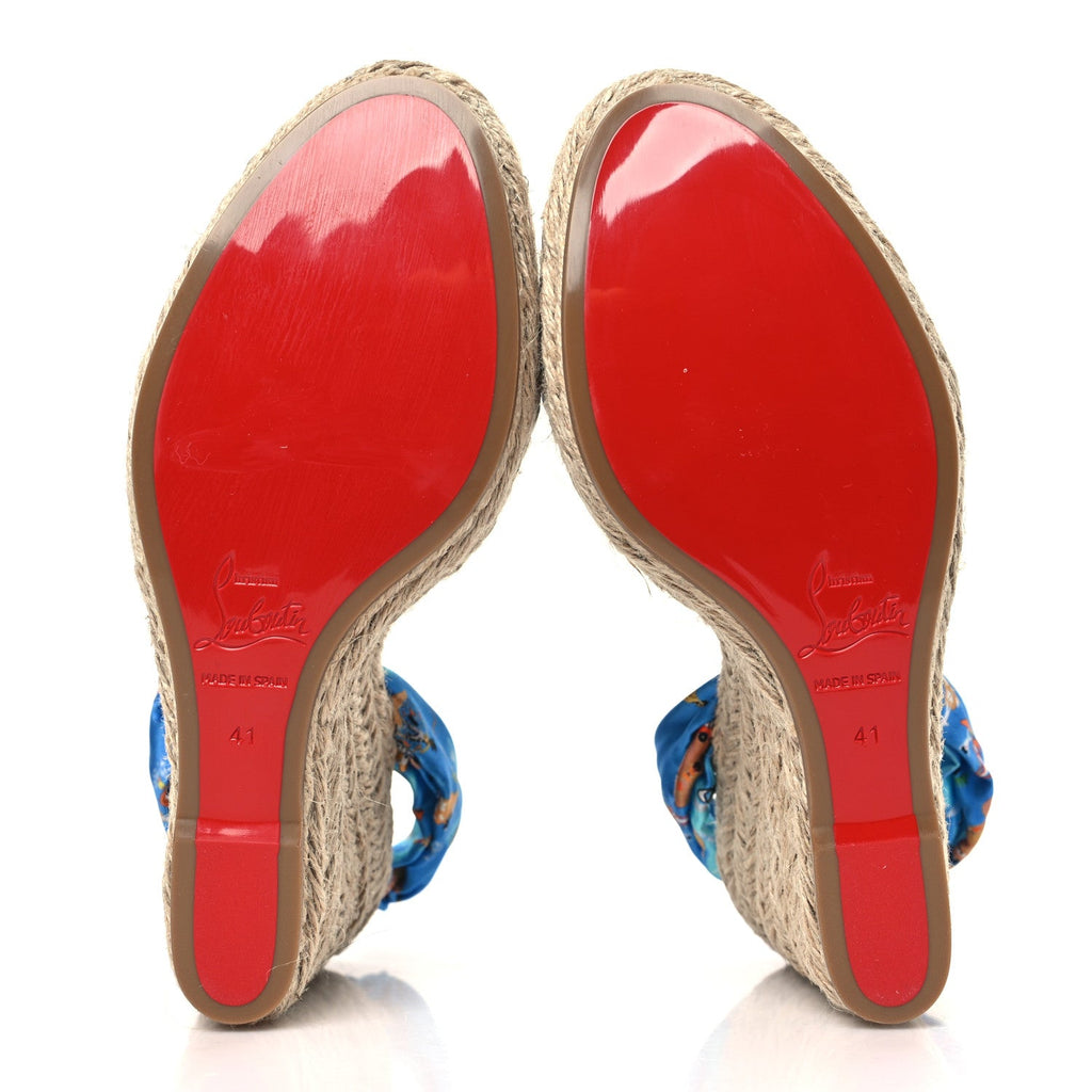 Satin Monica Du Desert 110 Espadrille Wedges 41 Blue Multicolor