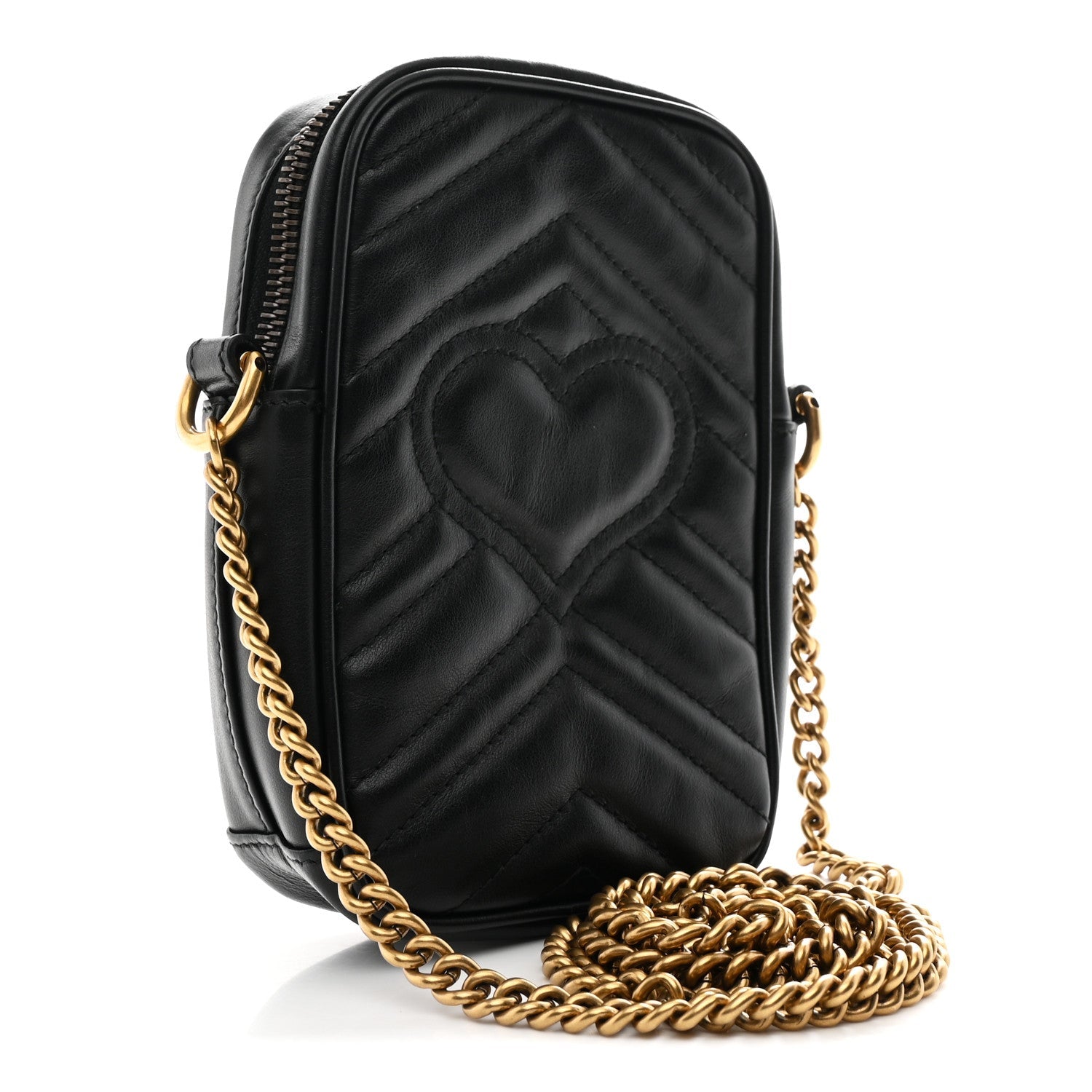 Calfskin Matelasse Mini GG Marmont Crossbody Bag Black