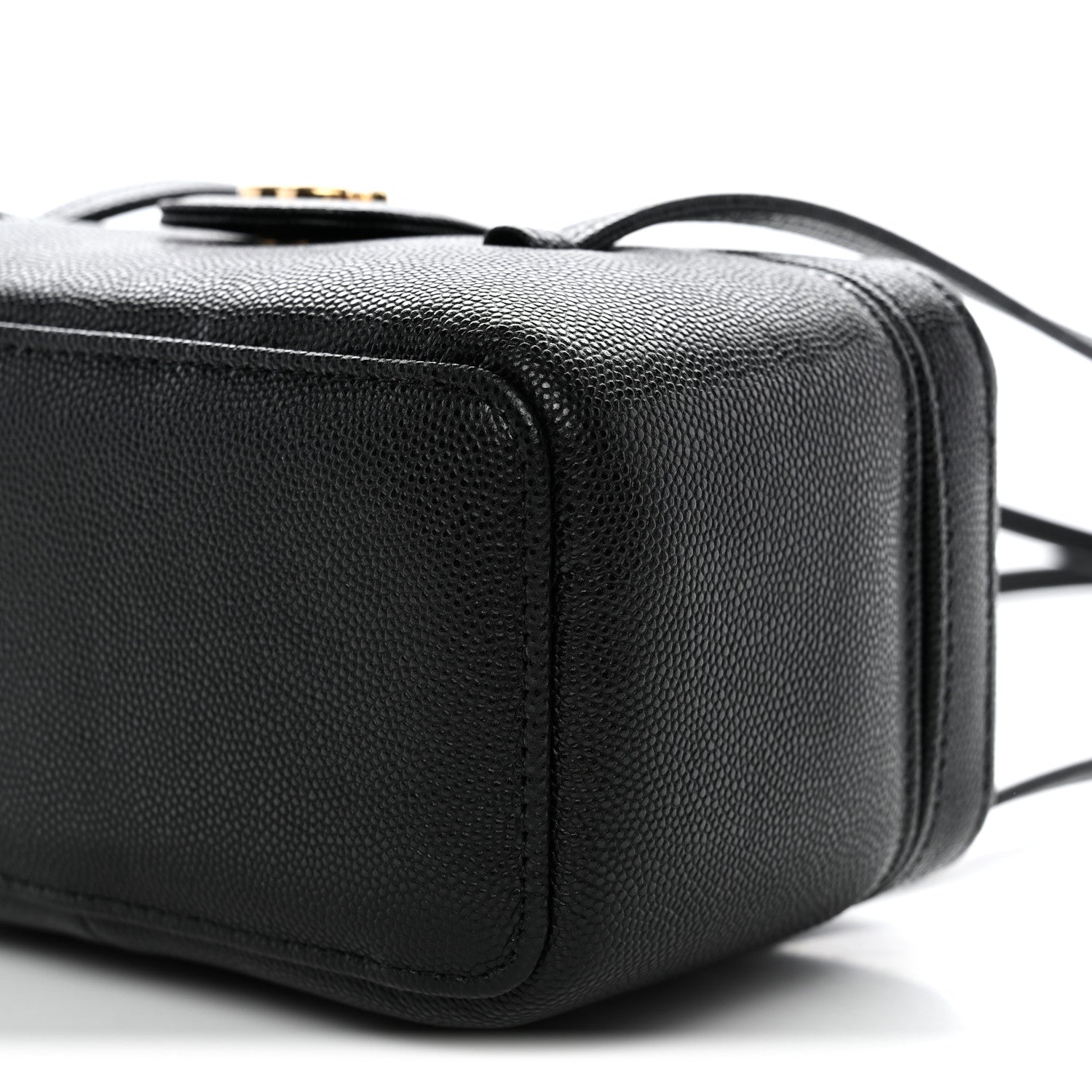 Shiny Caviar Preppy Coco Long Vanity With Strap Black