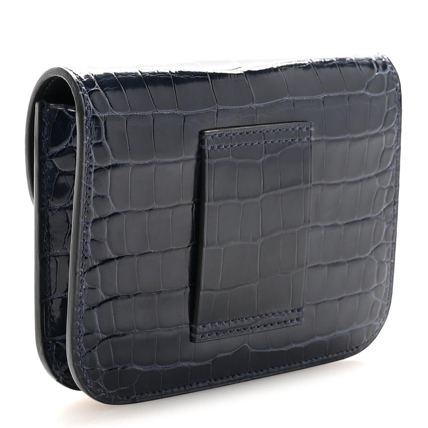 Shiny Alligator Constance Slim Wallet Bleu Abysse