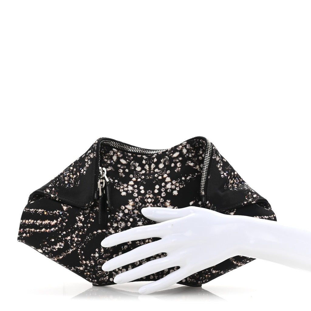 Silk Dandelion Print De Manta Clutch Black