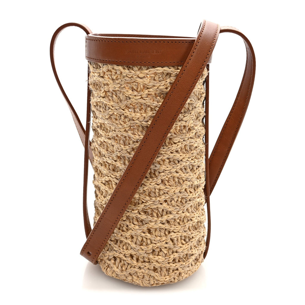 Raffia Calfskin Bottle Holder Naturale