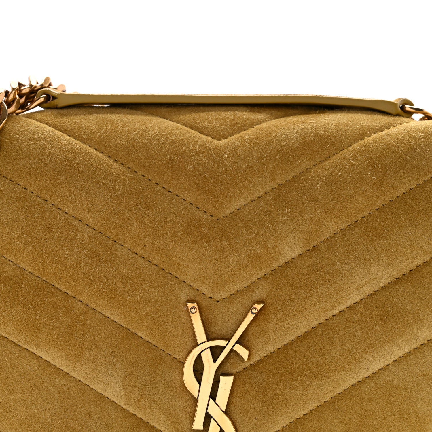 Suede Y Quilted Monogram Medium Loulou Chain Satchel Chartreuse