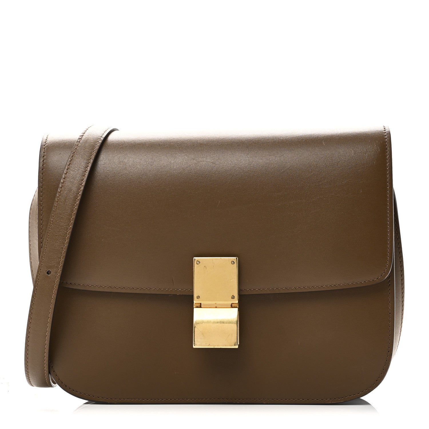 Box Calfskin Medium Classic Box Flap Bag Camel