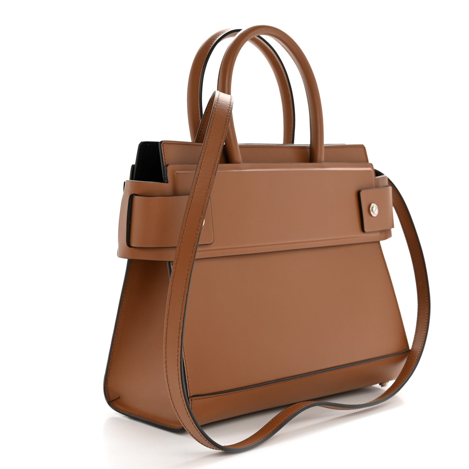 Smooth Calfskin Small Horizon Satchel Caramel