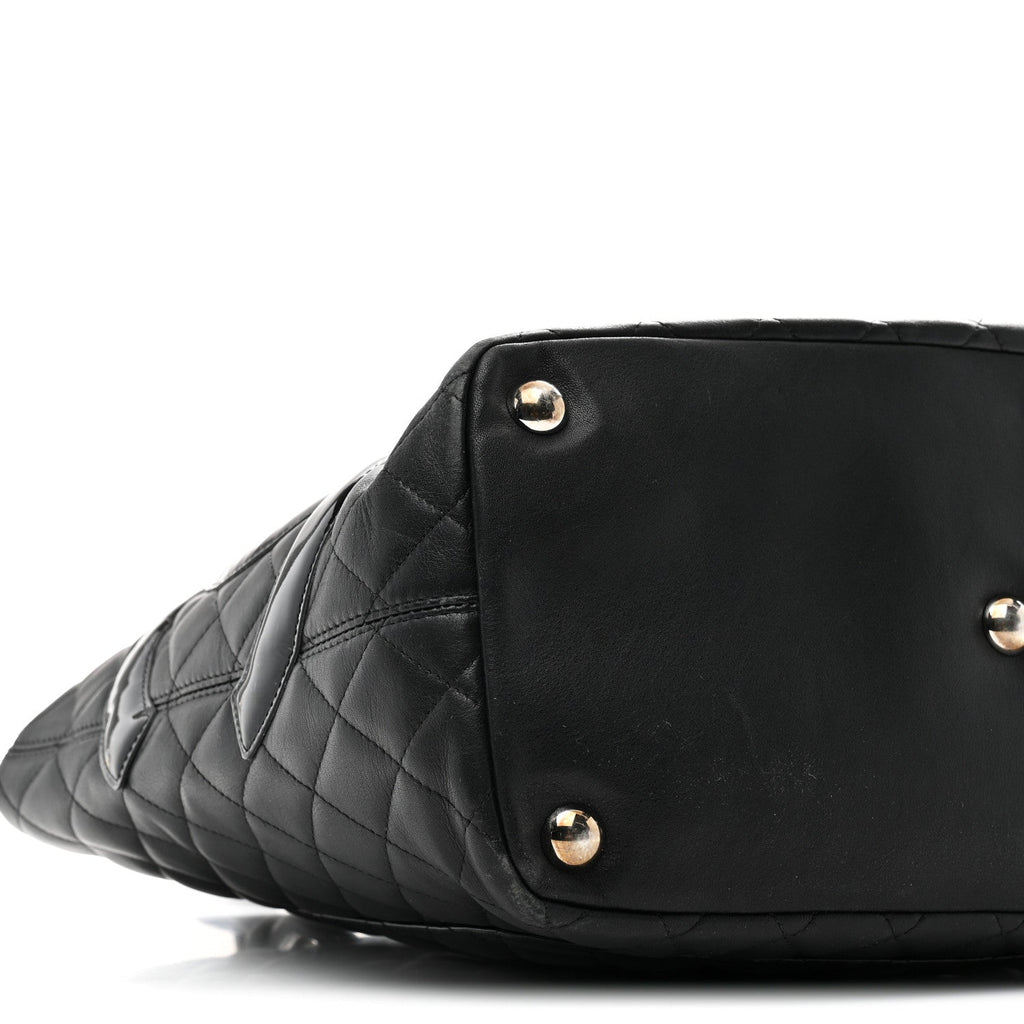 Calfskin Quilted Large Cambon Tote Black