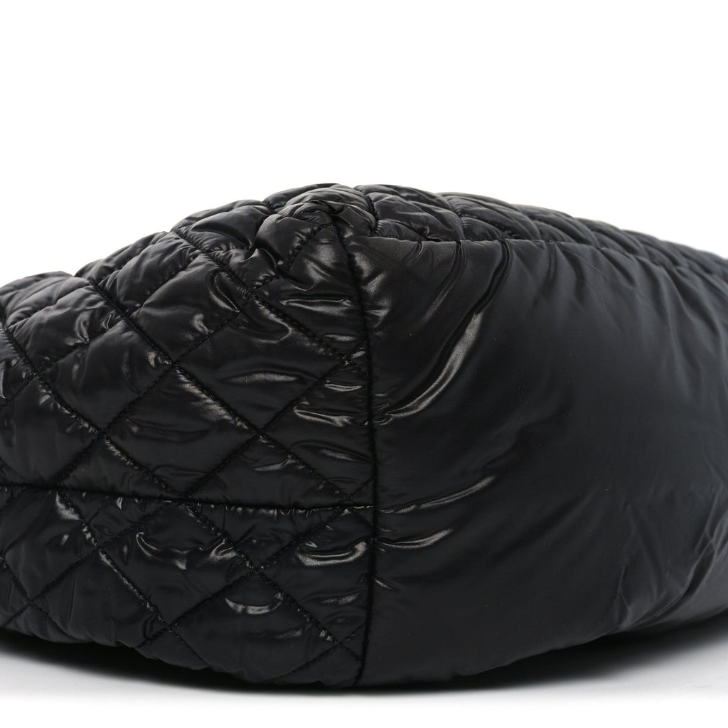 Nylon Quilted Large Coco Cocoon Tote Black