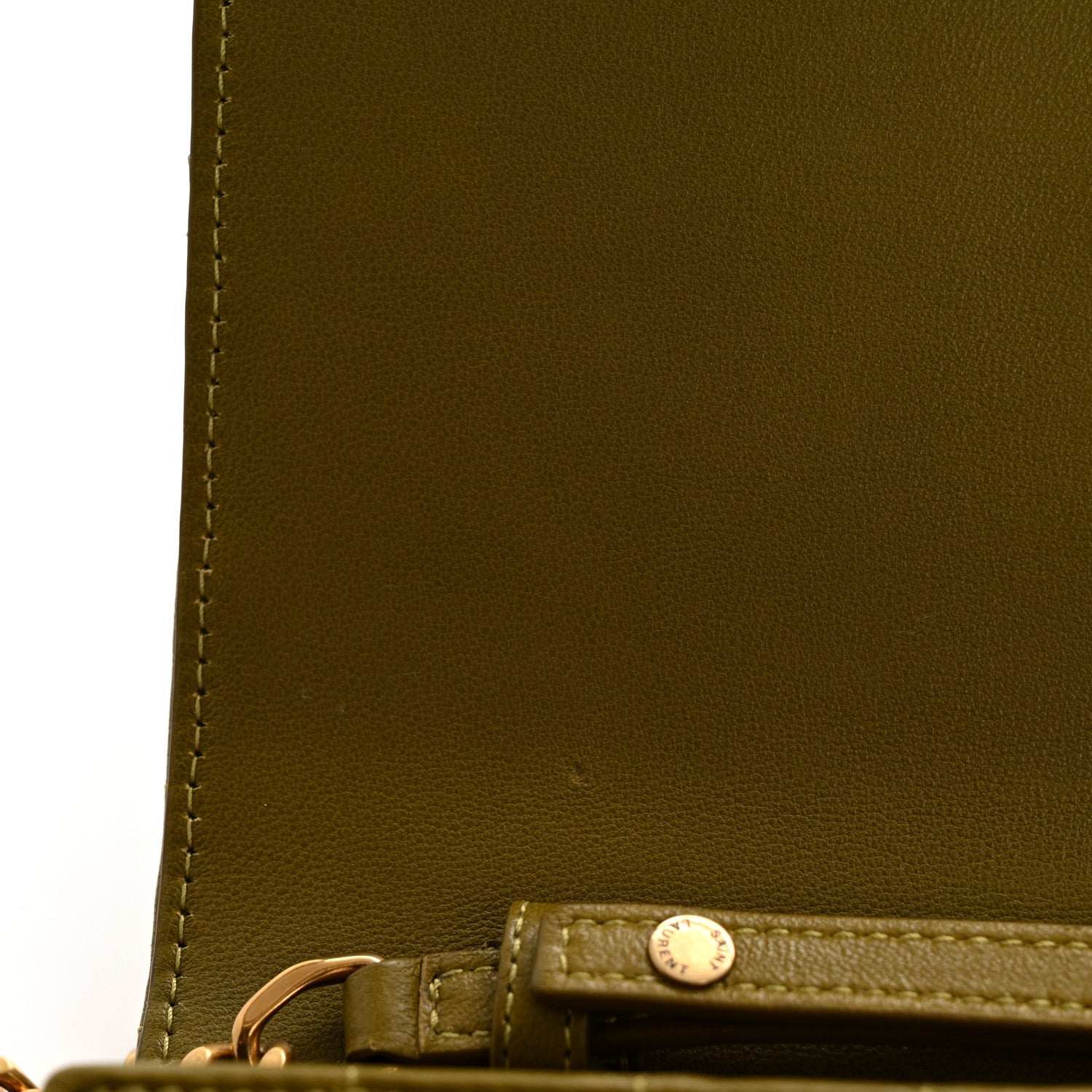 Lambskin Carre Quilted Cassandre Chain Wallet Olive Drab