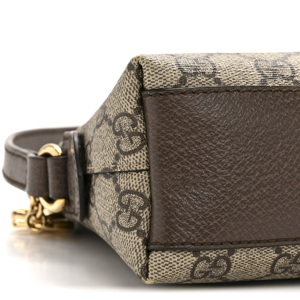 GG Supreme Monogram Textured Dollar Calfskin Web Small Ophidia Dome Shoulder Bag Beige Ebony New Acero