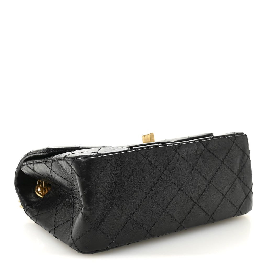 Aged Calfskin Quilted 2.55 Reissue Mini Flap Black
