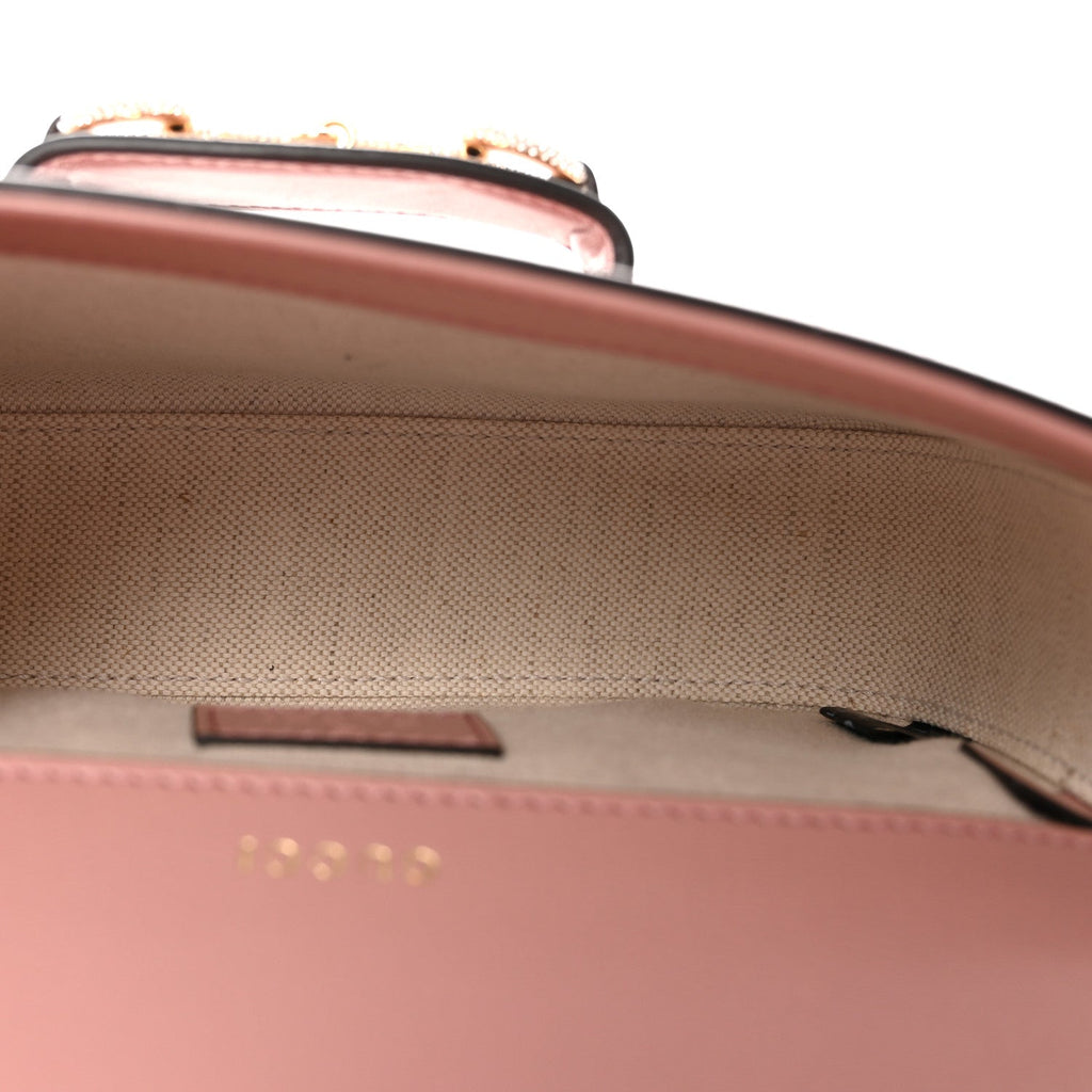 Azalea Calfskin Crystal GG Monogram Mini Horsebit 1955 Shoulder Bag Pink