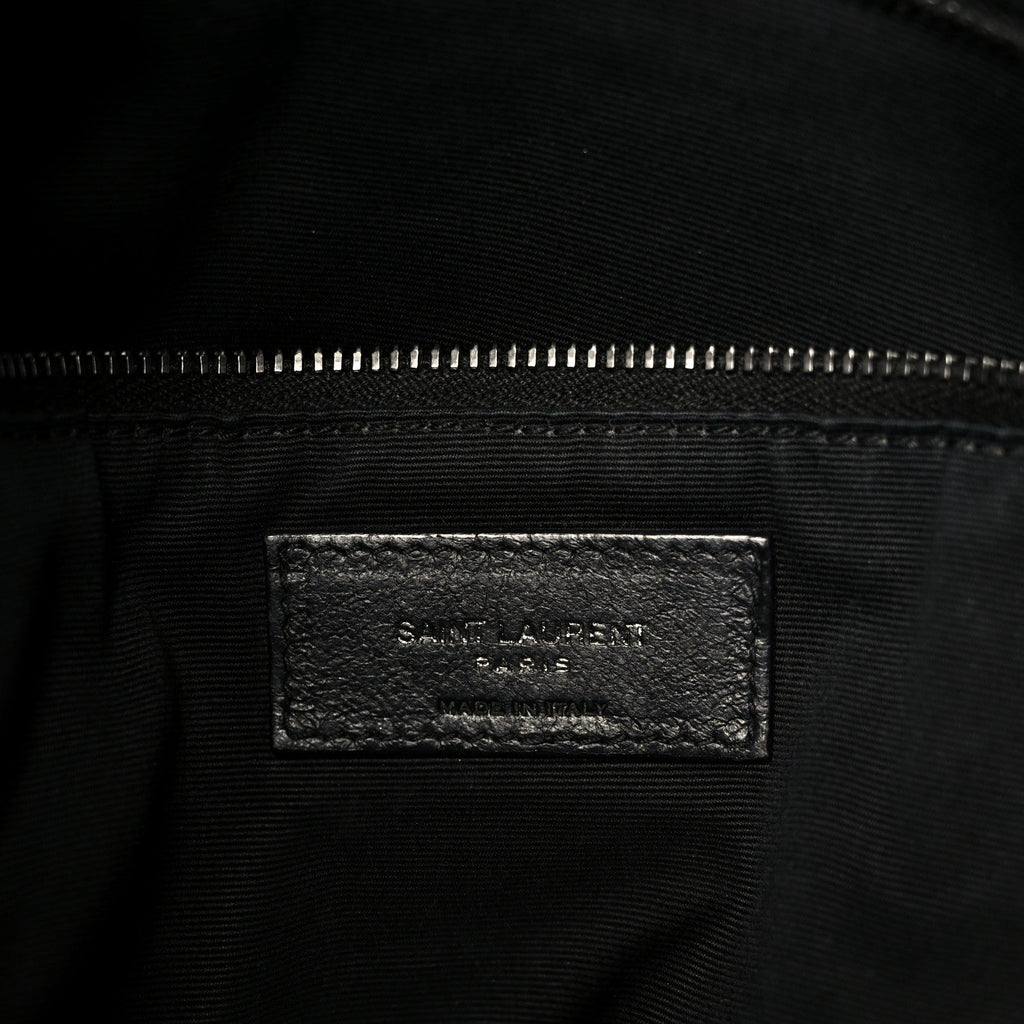 Lambskin Quilted Monogram Monochrome Medium Loulou Puffer Chain Satchel Black