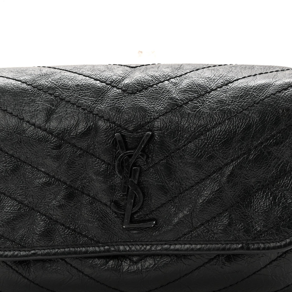 Crinkled Calfskin Matelasse Monogram Niki Body Bag Black