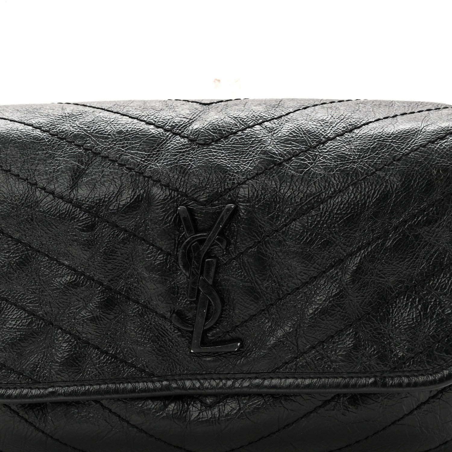 Crinkled Calfskin Matelasse Monogram Niki Body Bag Black