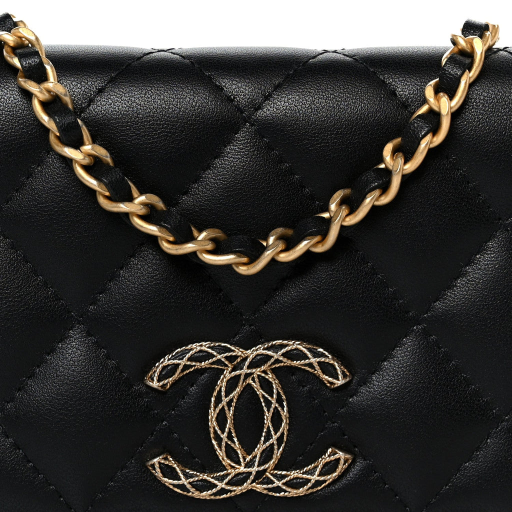 Lambskin Quilted Mini CC Flap Black
