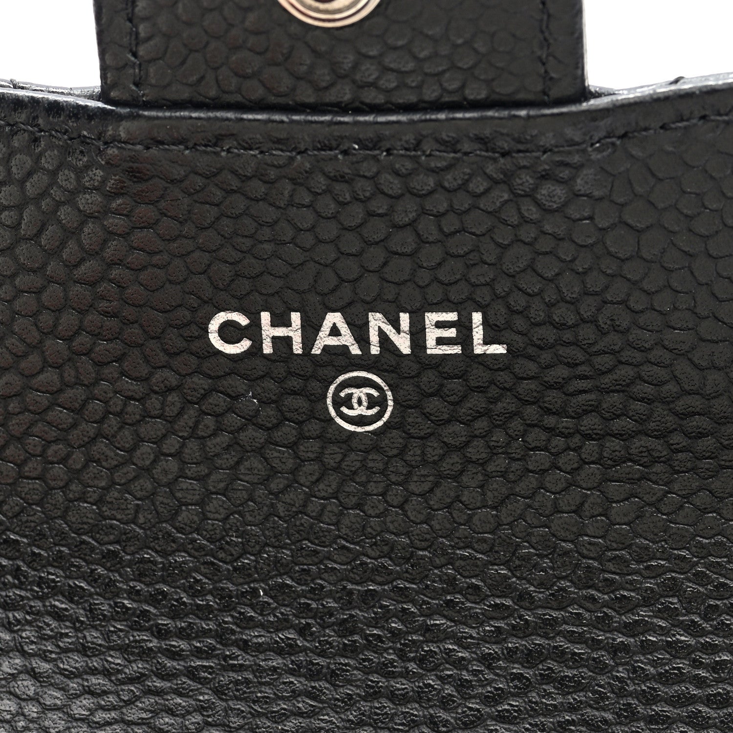 Caviar Quilted Flap  Holder Wallet Black
