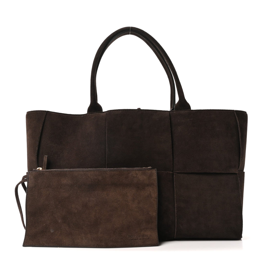 Suede Maxi Intrecciato Small Arco Tote Fondente