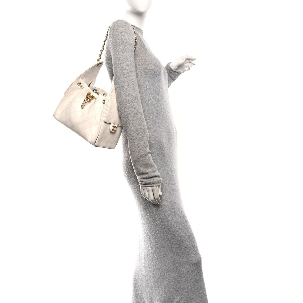 Caviar Quilted Small Chanel 25 Handbag White