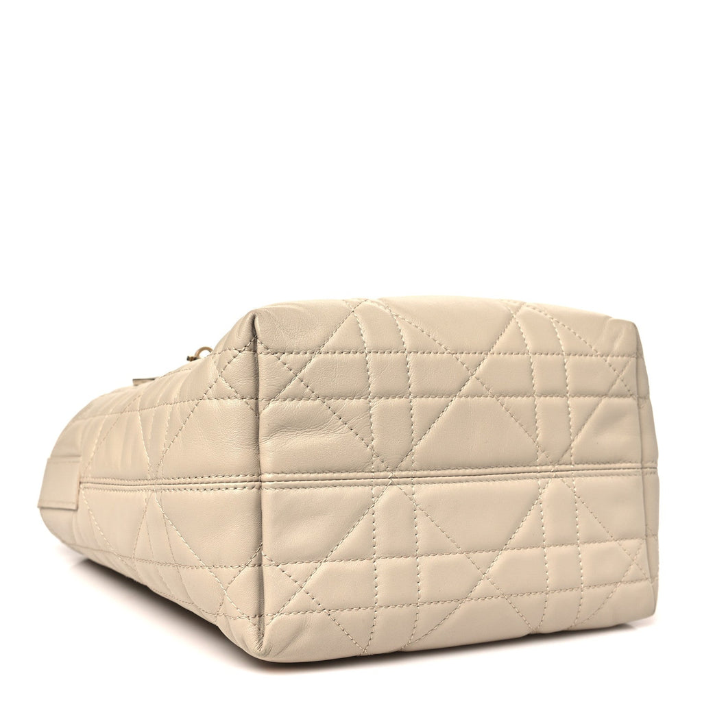 Calfskin Macrocannage Small Toujours Vertical Tote Powder Beige