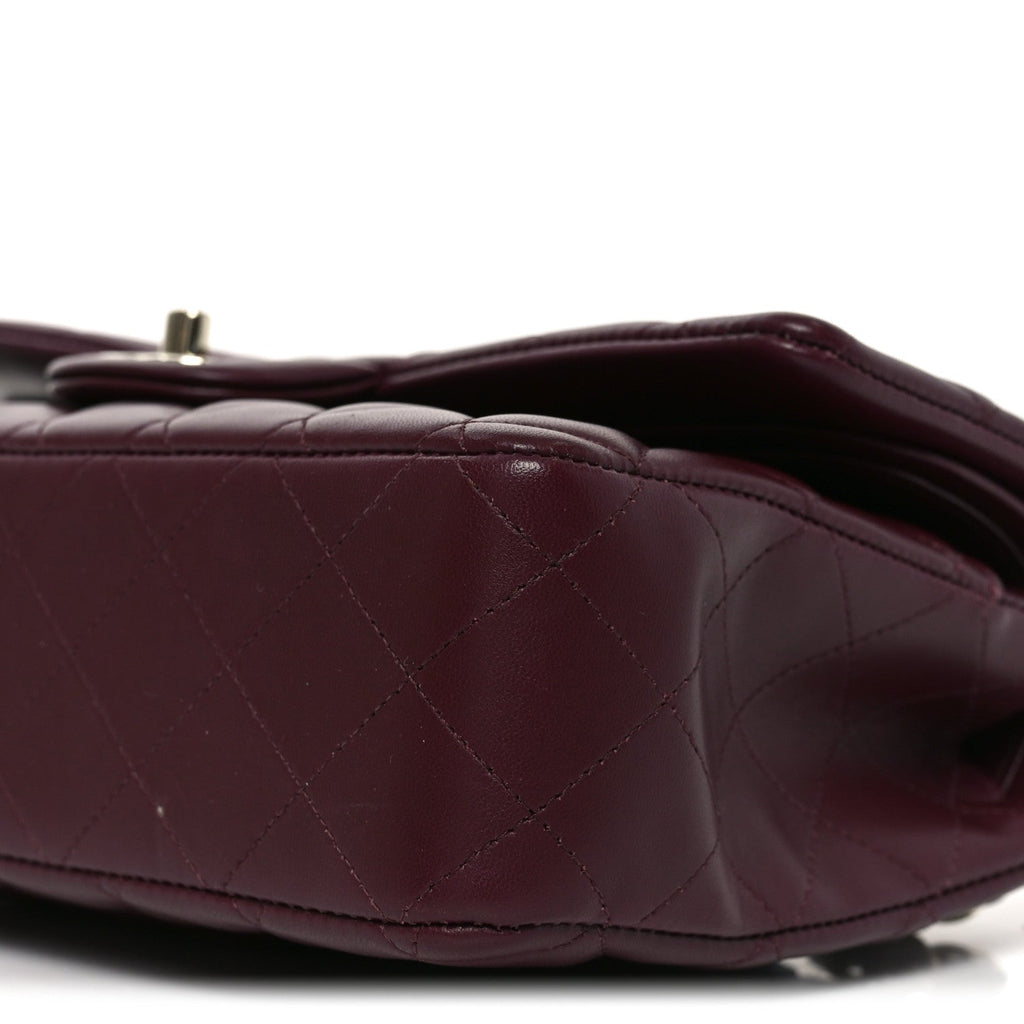 Lambskin Quilted Medium Double Flap Burgundy
