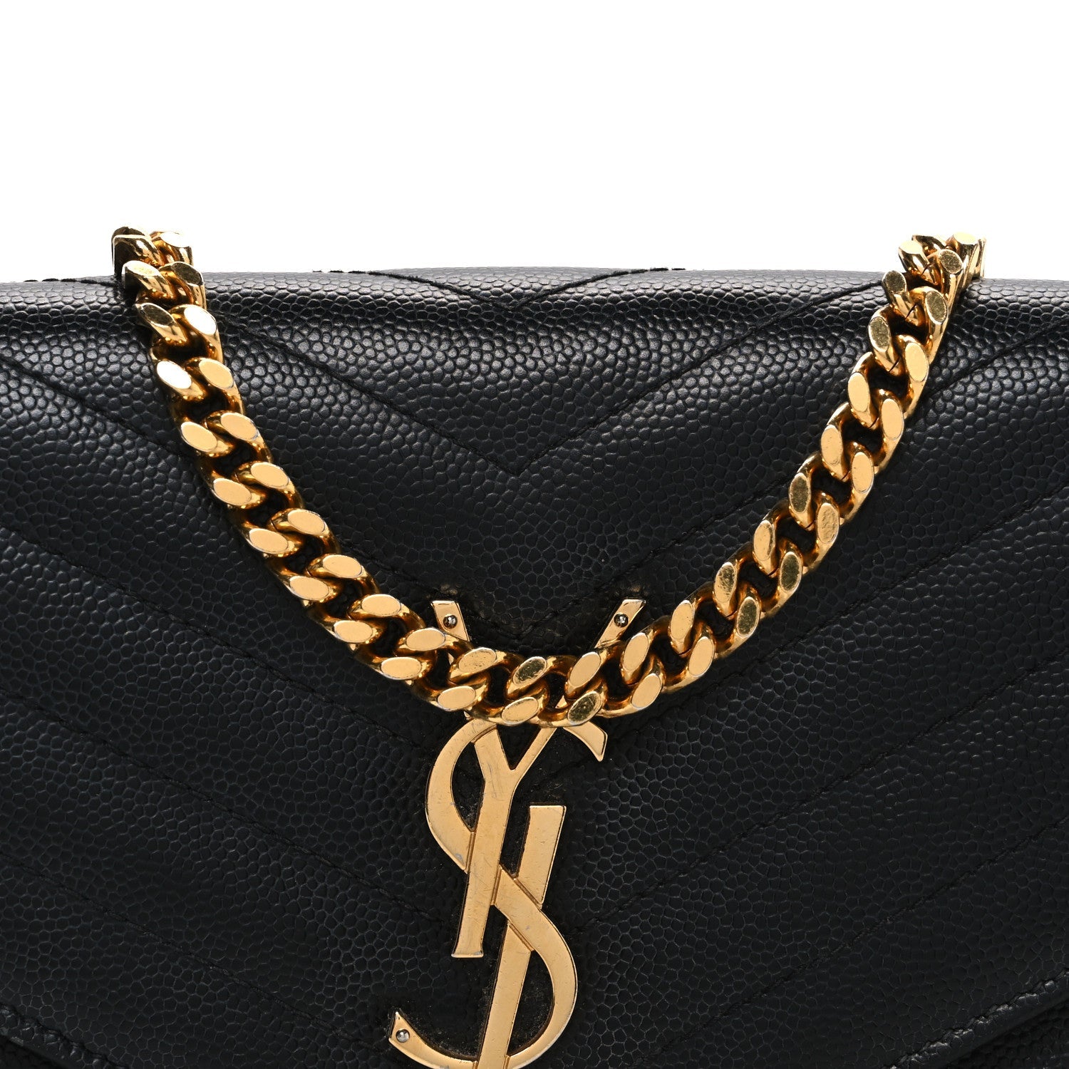 Grain De Poudre Matelasse Chevron Monogram Chain Wallet Black