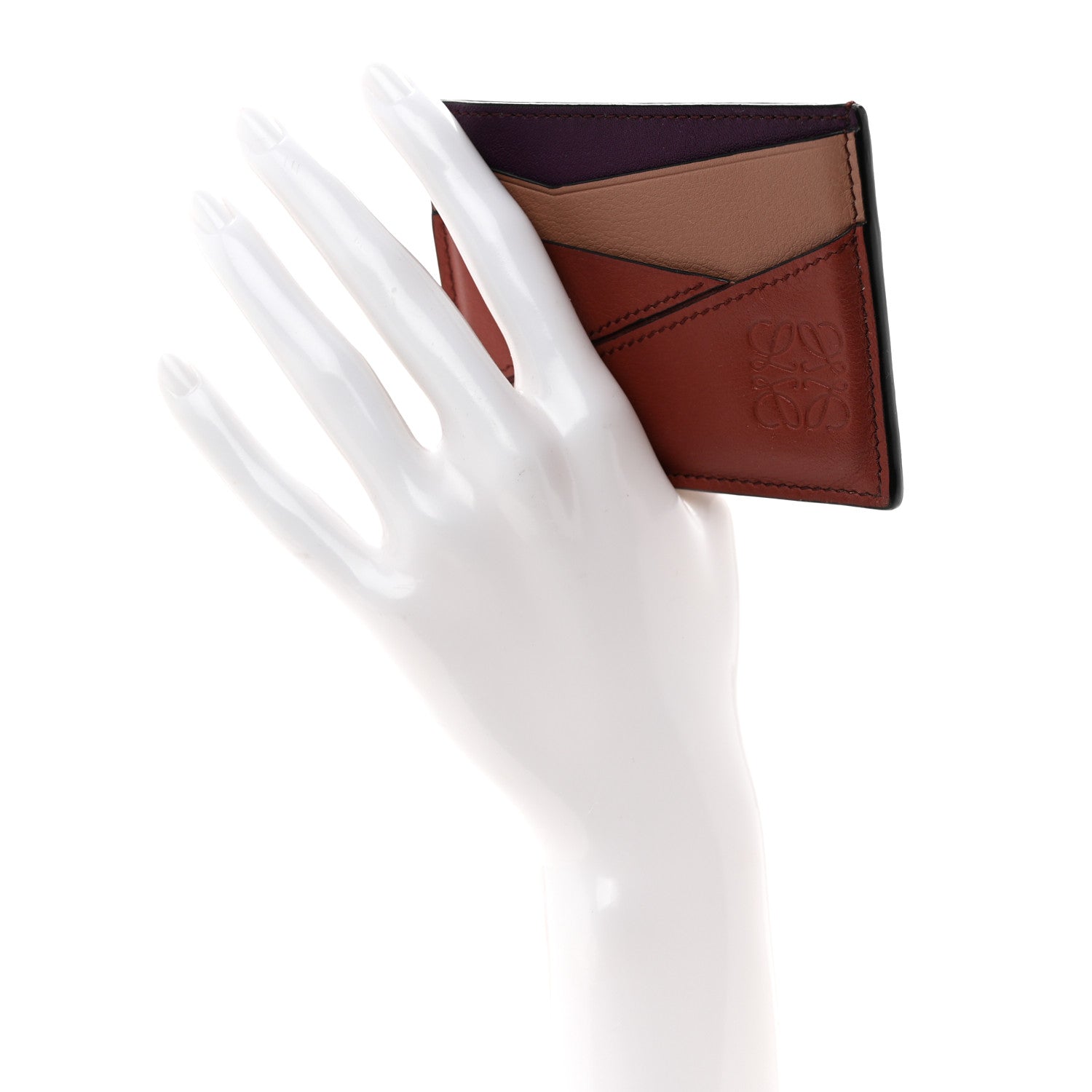 Calfskin Puzzle Colorblock  Holder Multicolor