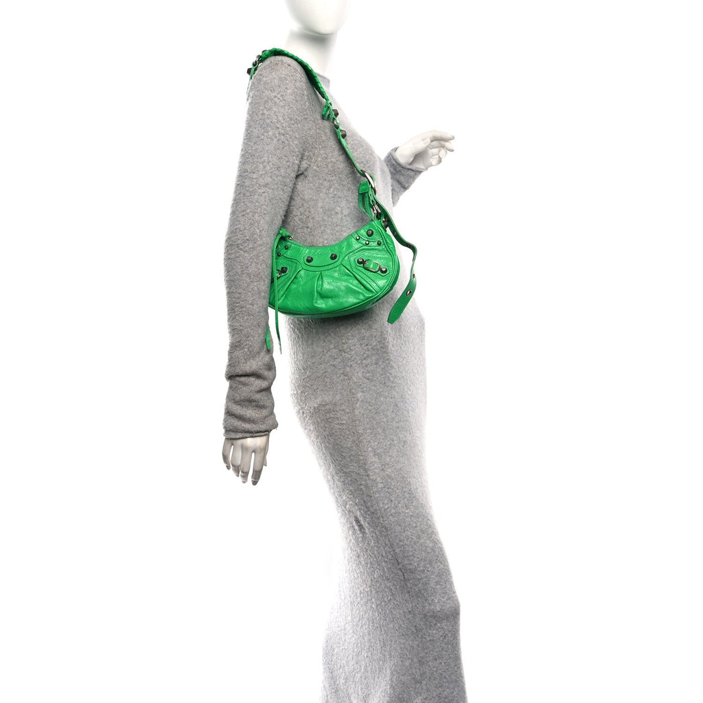 Agneau Arena Le Cagole Shoulder Bag XS Vivid Green