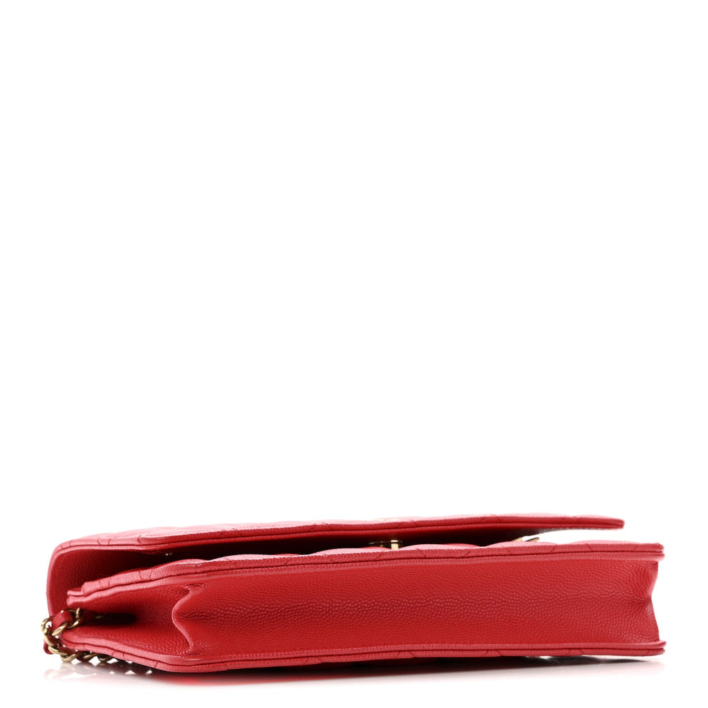 Caviar Quilted Wallet on Chain WOC Red