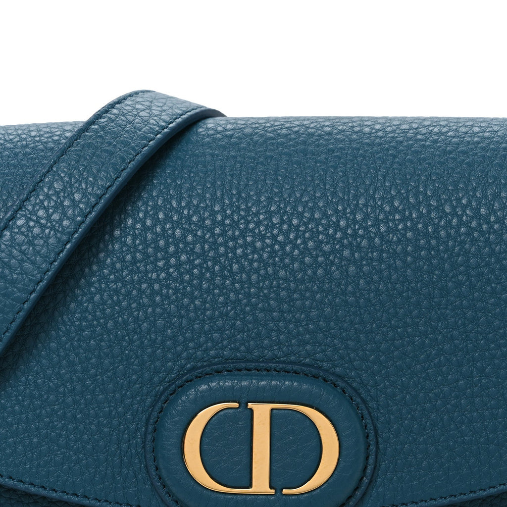 Grained Calfskin Medium Bobby Flap Steel Blue