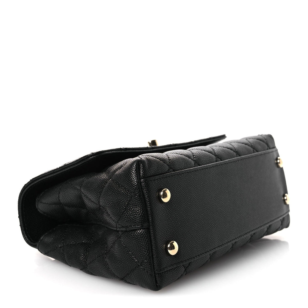 Caviar Quilted Mini Coco Handle Flap Black