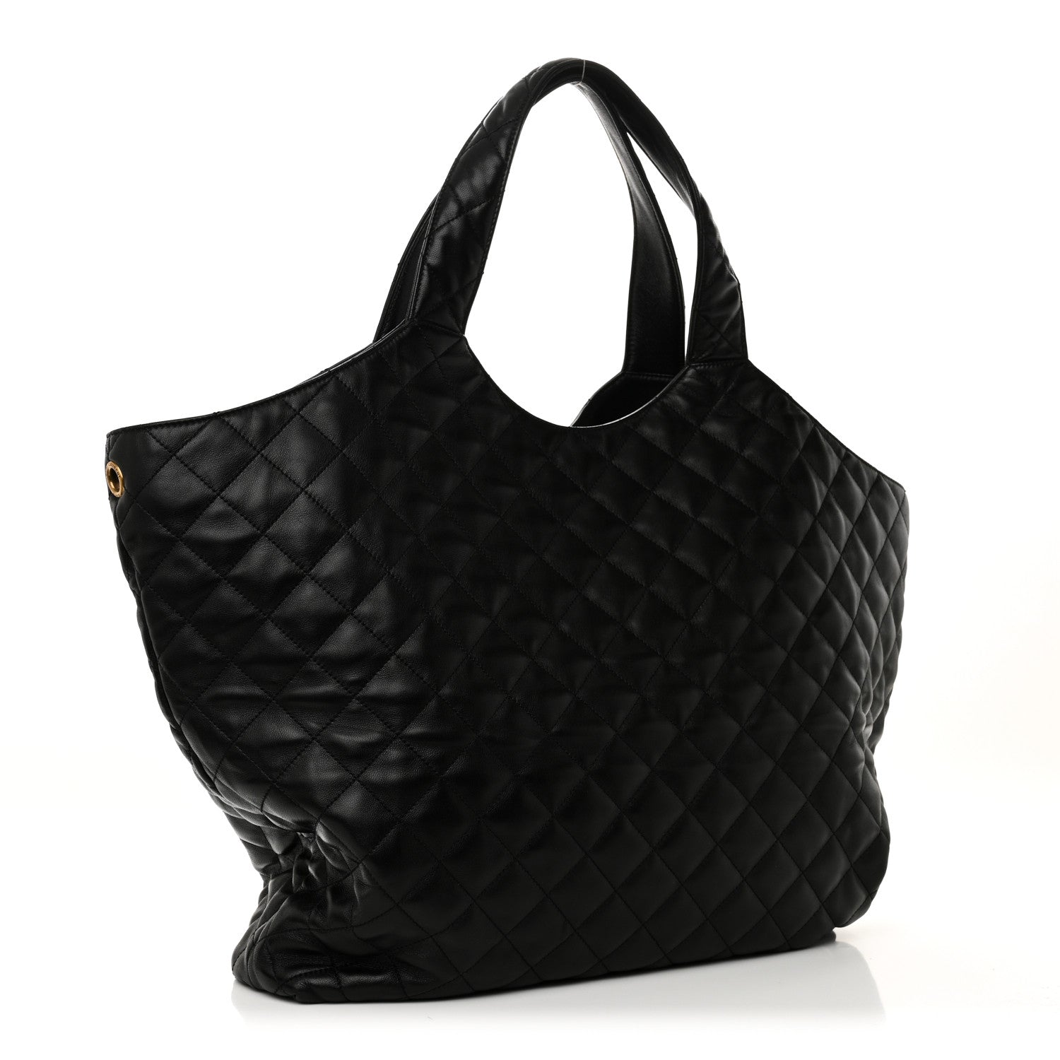 Lambskin Quilted Maxi Icare Shopping Tote Black