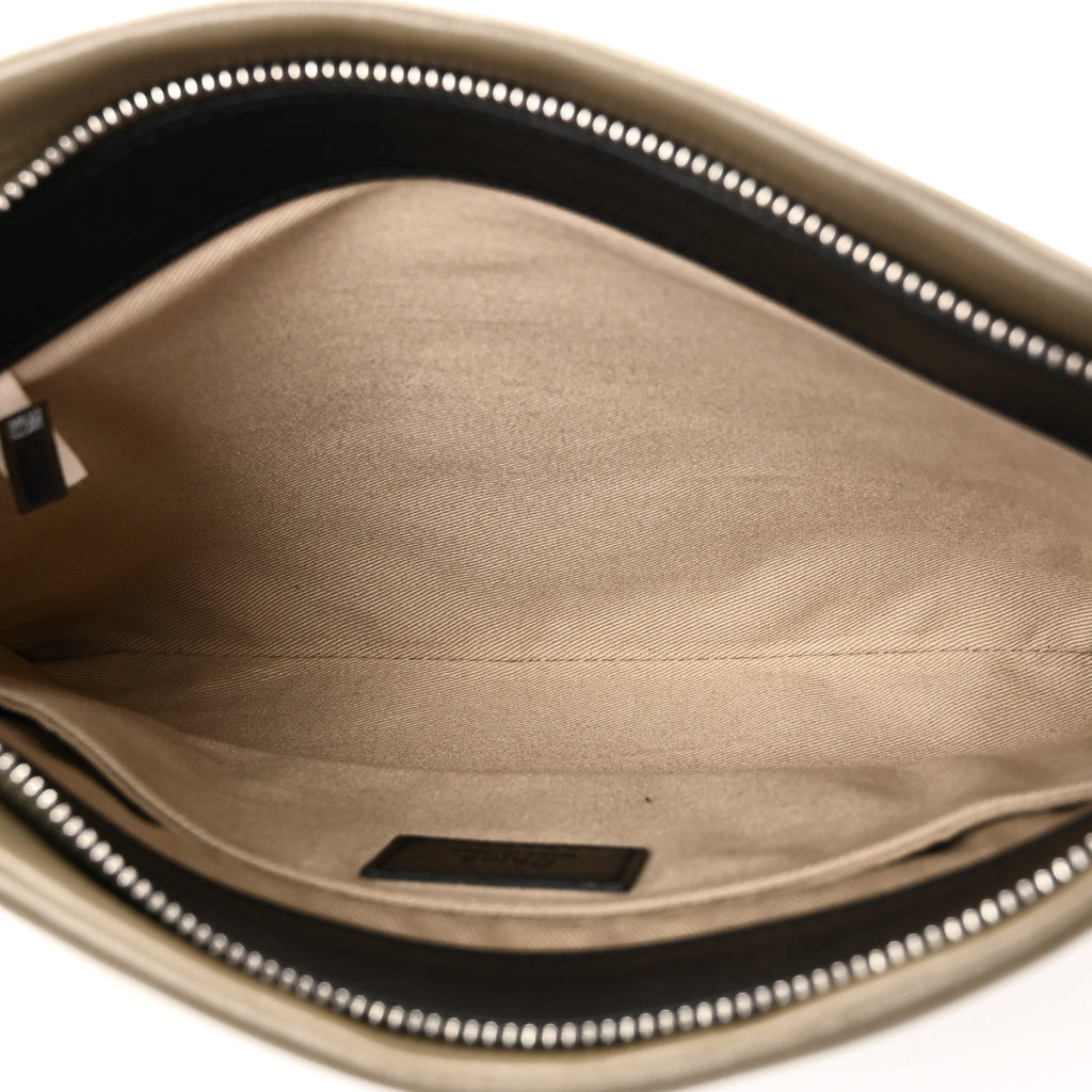 Smooth Calfskin Medium Roy Clutch Merino Grey