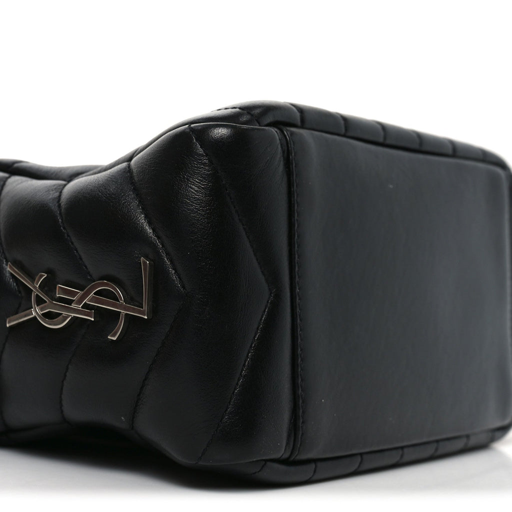 Calfskin Y Quilted Monogram Small Loulou Bowling Bag Black