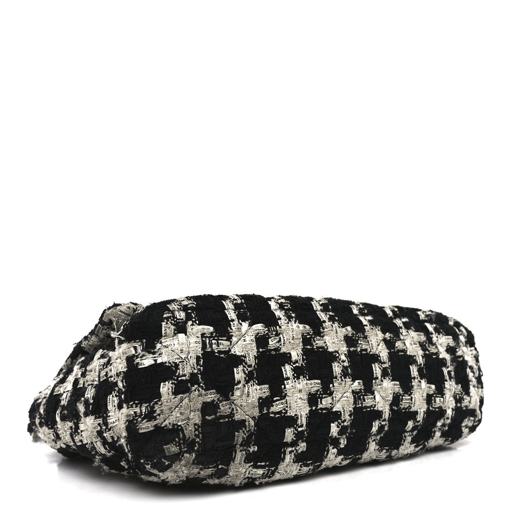 Tweed Quilted Large Chanel 19 Flap Black Ecru White