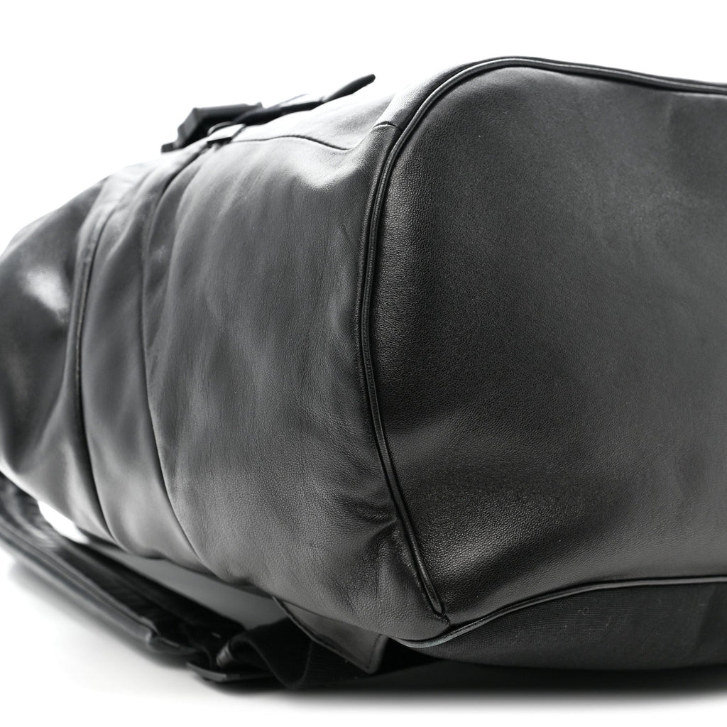 Lambskin Logo Debossed Backpack Black