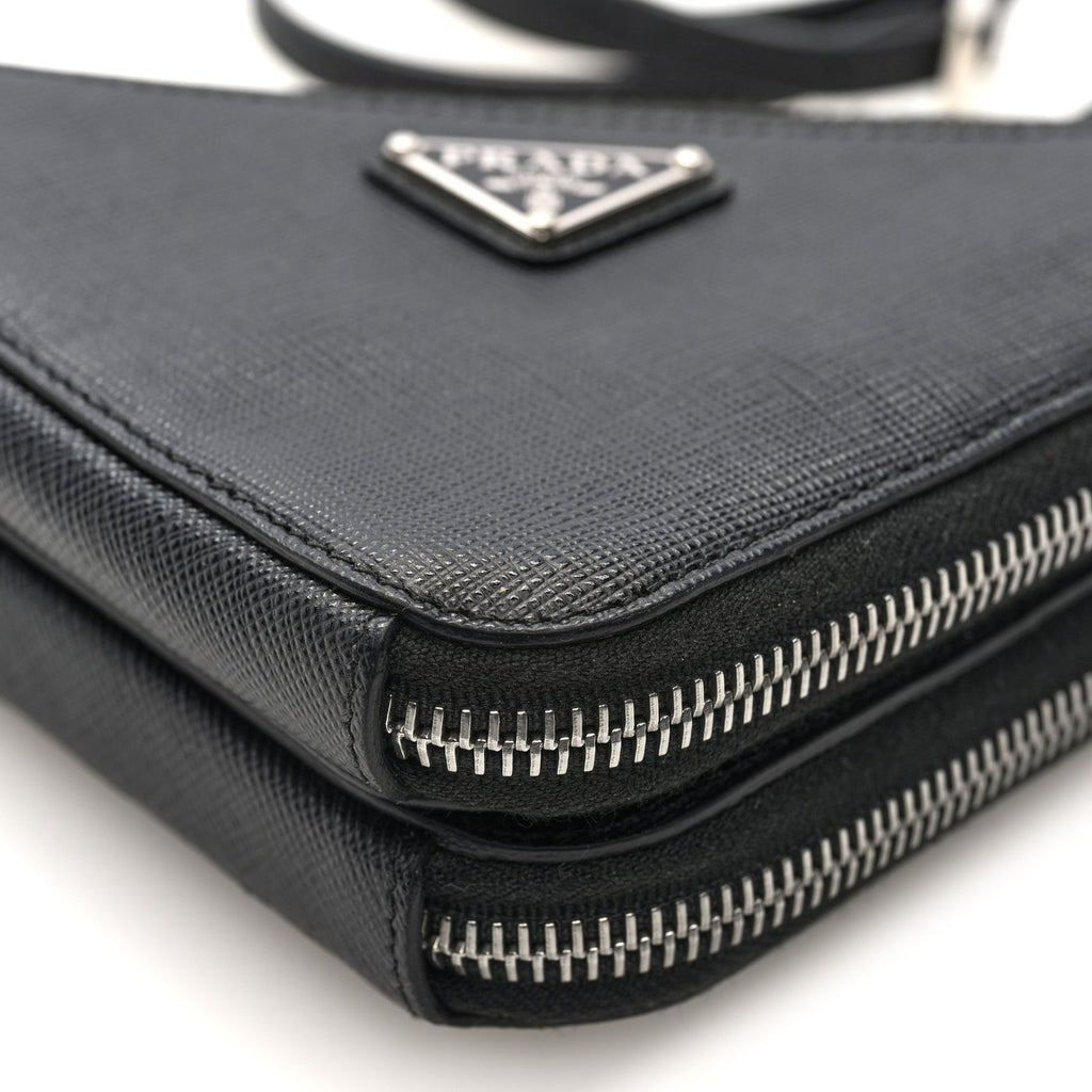 Saffiano Mini Triangle Crossbody Pouch Black