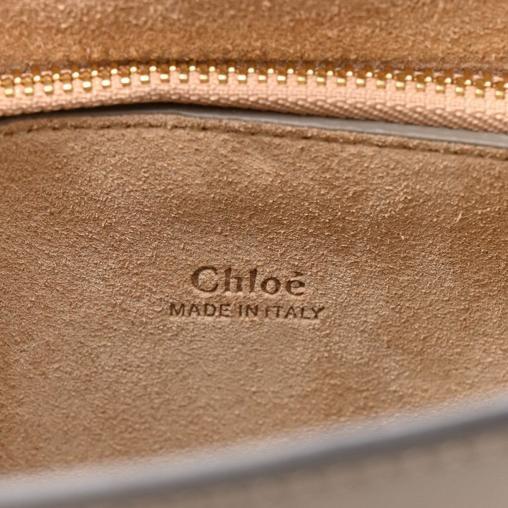 Suede Calfskin Small Faye Top Handle Bag Motty Grey