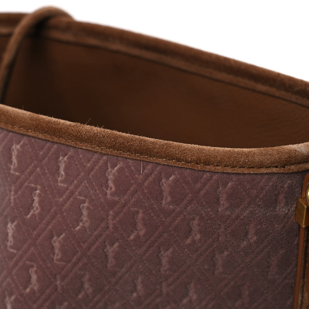 Velvet Suede Le Monogramme Bucket Bag Warm Tan Red Cigar