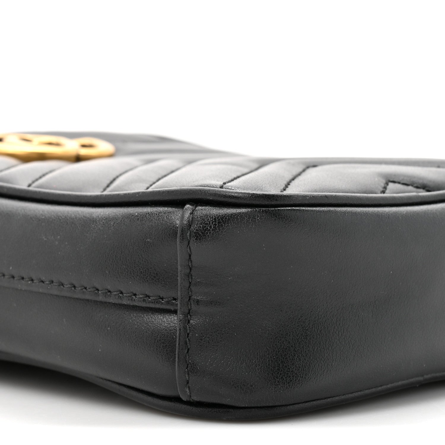 Calfskin Matelasse Mini GG Marmont Crossbody Bag Black