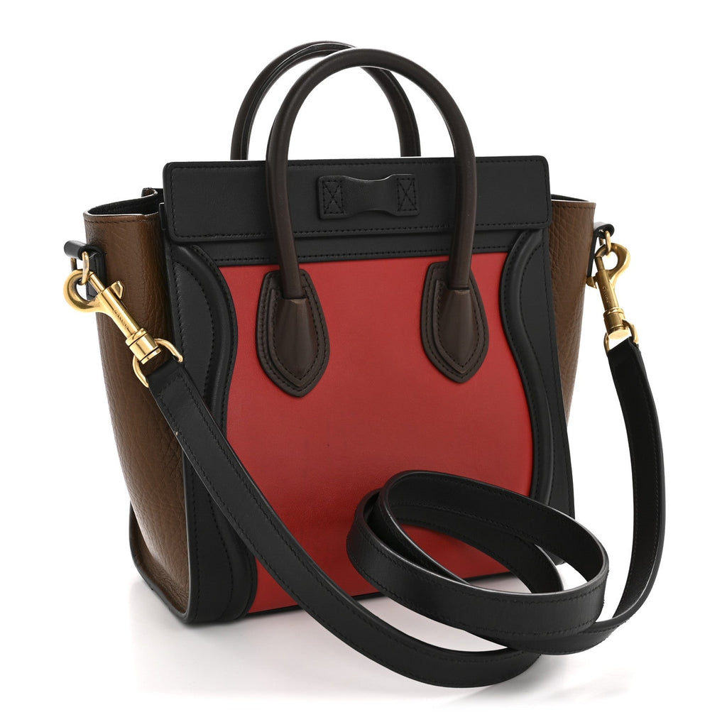 Smooth Calfskin Bullhide Nano Tri-Color Luggage Bright Red